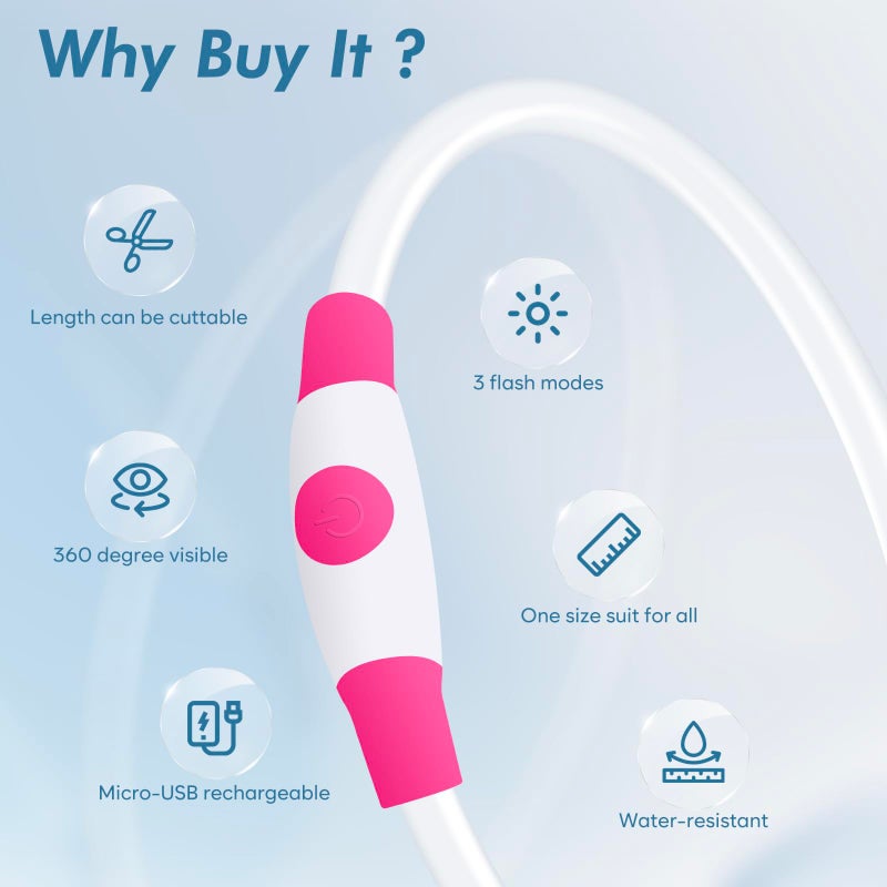 BSEEN Light Up Dog Collar, Rechargeable LED Dog Collar Waterproof Glowing Pet Collar TPU Cuttable Lighted Puppy Collar Safety Dog Lights for Night Walking (Pink 70cm) - Image 3